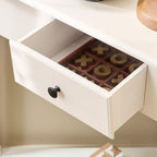 SAFAVIEH Furniture - Gomez 1-Drawer Corner Table - Ivory - Solid Wood - Classic Corner Storage Design - Ideal for Entryway, Living Room, Home Office, 33.1" W x 17.3" D x 28" H (AMH5709K)