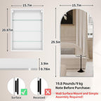 FKWin Arched Medicine Cabinets with Mirror, Bathroom Mirror with Storage, Aluminum Alloy Bathroom Cabinet, Modern Bathroom Wall Cabinet with 3 Adjustable Shelves, Not Recessed, 29.5"x15.7",Silver