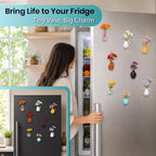 8 Pcs Refrigerator Magnets with Flowers- Cute Mini Ceramic Vase Fridge Magnets with Artificial Flowers, Funny Tiny Vase Magnet for Fridge Decorative, Office, Kitchen, Locker, Whiteboard