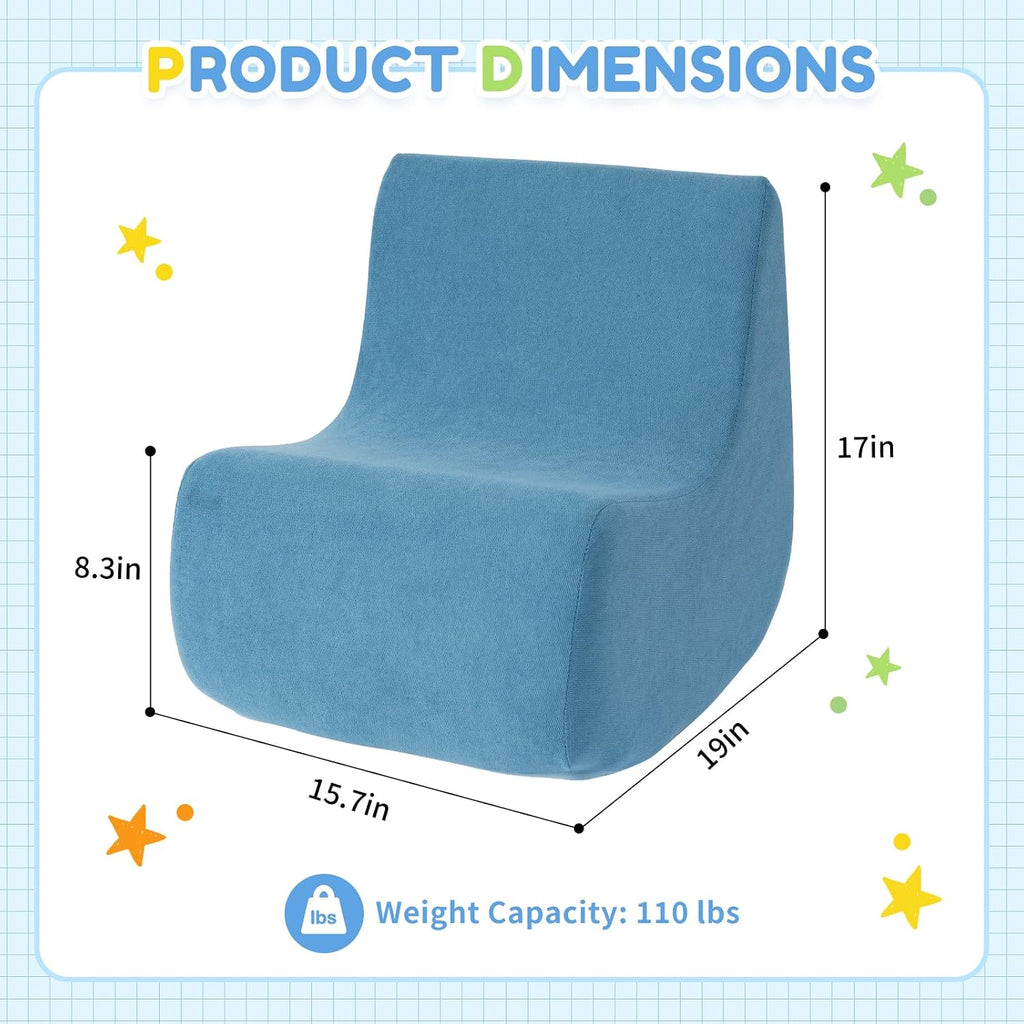 Toddler Chair, Comfy Kids Sofa Chair for Playroom, Supportive Toddler Couch for Boys and Girls with Washable Cover, Small Kids Furniture Sofa for Baby Gift (L-Shape-Blue)