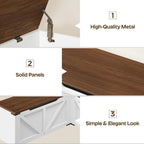 YATINEY L-Shaped Storage Bench, Storage Toy Chest with Hidden Compartments, Breakfast Nook Bench for Corner Spaces, Kitchen, Dining Room, Cloakroom, Walnut and White CW01WH