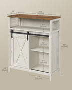 VASAGLE Buffet Cabinet, Coffee Bar Storage Cabinet, Sideboard with 1 Sliding Barn Door, Adjustable Shelves, 11.8 x 27.6 x 31.5 Inches, for Living Room, Rustic White and Honey Brown LSC089WJ02S