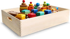 Creative Deco Large Wooden Crate Nesting Crate Handles | 23.62x15.74x5.51in | Keepsake Unfinished Display Storage Box Multi-Craft Caddy Nesting Crate | Natural Wood Rustic | Plain Unpainted Beige