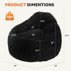 Sweetcrispy Bean Bag Chair, 39 Inch Bean Bags for Adults and Kids, Chair with Memory Foam Filled, Couch with Backrest and Armrests, Comfy Sofa for Living Room, Bedroom and Dorm, Black