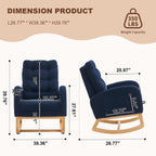 Nursery Rocking Chair,Rubber Wood Base Glider Rocking Chair with Adjustable Footrest and Side Pocket,Teddy Fleece Glider Rocker for Living Room, Bedroom (Teddy Fleece, Navy Blue)