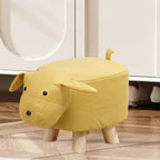 Cartoon Footstool Kids Stool Foot Stool Ottoman Animal Shaped Decorative Wooden Footrest Comfortable Fabric Suitable for Living Room Bedroom Nursery G, Yellow Dog