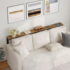 YATINEY 70.9" Narrow Console Table with Adjustable Height (27.6"-35.4"), L Shaped Sofa Table Narrow Long, Skinny Behind Couch Table with USB-C Ports, 5.9" Wide Sofa Side Table, Rustic Brown CT28UBR