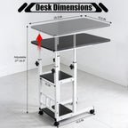 Adjustable C Table,Over Bed Table with Wheels,Rolling Side Table, Over Bed Table with Wheels, Bedside Table, for Sofa Side Small Space, Stable Multi Storage Desk, Black