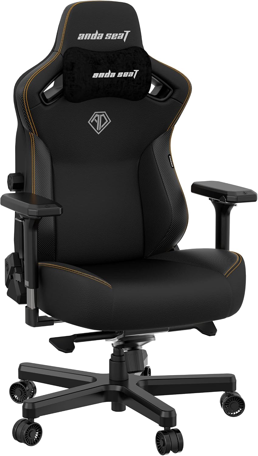 Anda Seat Kaiser 3 XL Gaming Chairs for Adults - Ergonomic Black PVC Leather Gaming Chair with Lumbar Support, Comfortable Office Seat with Neck Support - Heavy Duty Wide Gamer Seat
