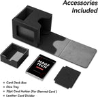 Mage Tech Card Deck Box for MTG Commander - Patented Design, Commander Display, Fits 100 Double-Sleeved Cards, 35pt Card Brick & Dice Tray - Black/Gray