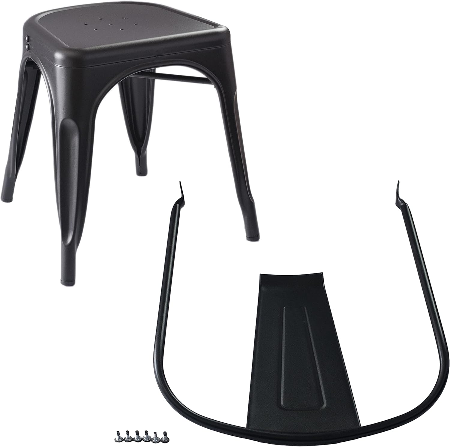 Amazon Basics Metal Dining Chairs, Easy to Assemble, Indoor/Outdoor, Stackable, Matte Black, 4-Pack