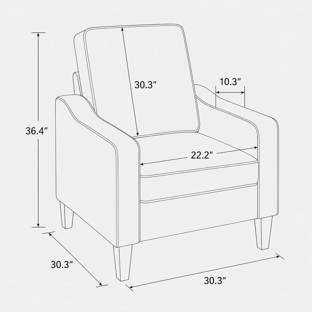 Huatean Hoom Comfy Accent Chair for Living Room, Upholstered Armchair Single Sofa Chair for Bedroom, Office and Waiting Room, Mid Century Modern Reading Chair with Sturdy Legs, Beige
