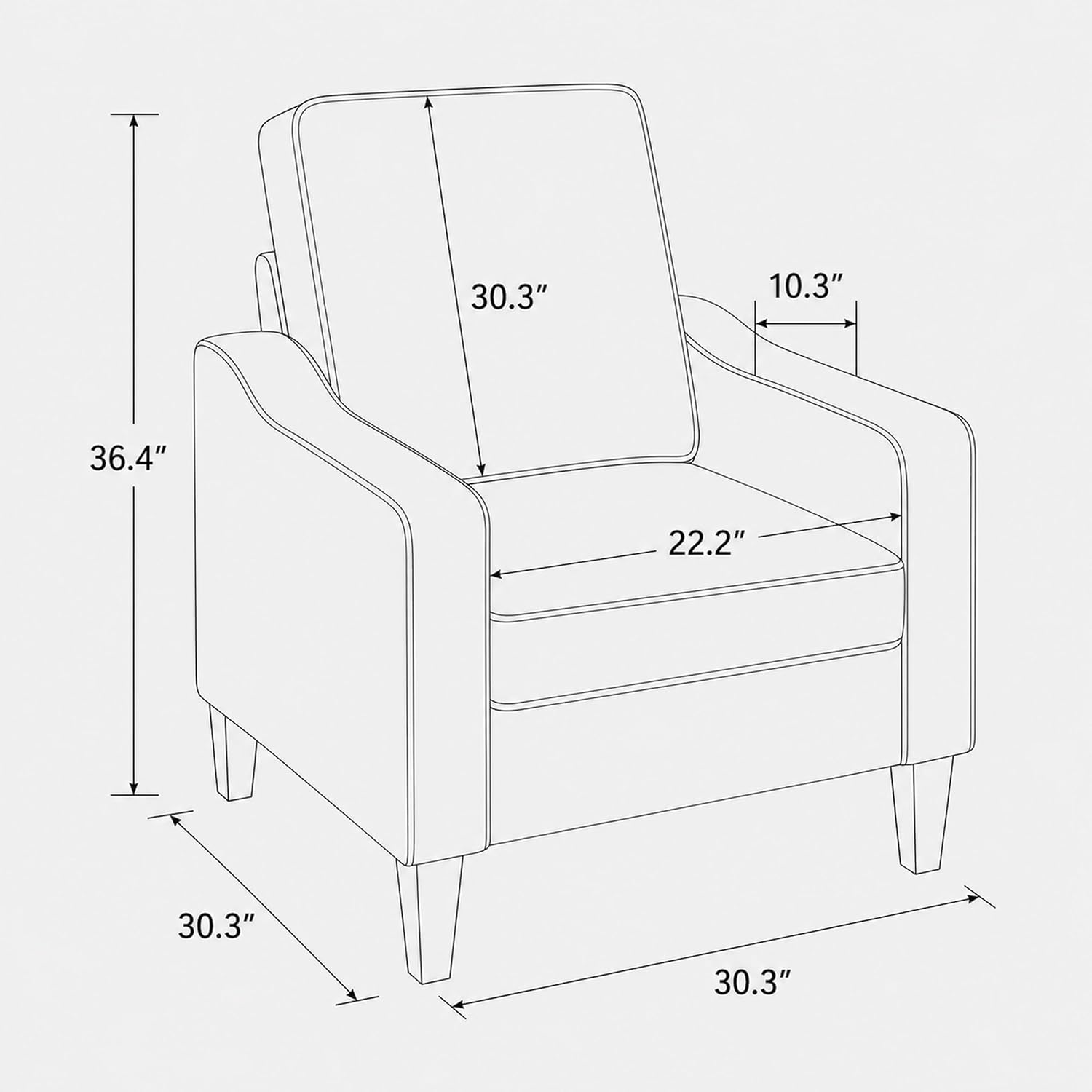 Huatean Hoom Comfy Accent Chair for Living Room, Upholstered Armchair Single Sofa Chair for Bedroom, Office and Waiting Room, Mid Century Modern Reading Chair with Sturdy Legs, Beige