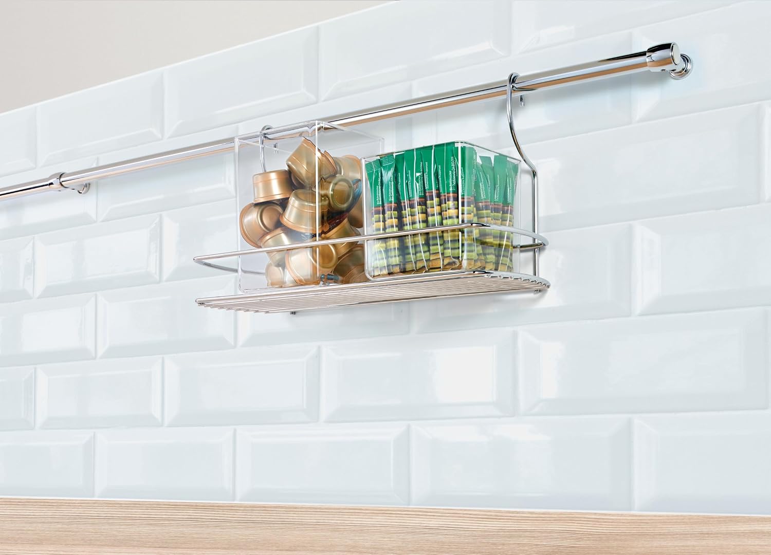 Metaltex Shelf Lonardo Medium 35x13x19 cm, Metal, Silver, 12.9 x 34.7 x 18.8 cm