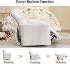 Power Rocker Swivel Recliner Chair for Adults, 26" Extra Wide Glider Reclining Nursery Chair w/USB & Type-C Charger Rocking Chairs for Living Room Bedroom Beige