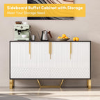 homary Buffet Sideboard Cabinet with Storage – 59" Modern Kitchen Server Table with 4 Doors & Adjustable Shelves, Stainless Steel Frame for Dining Room, Living Room, Entryway