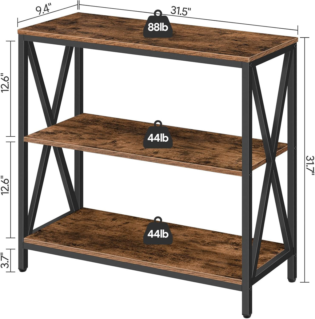 MAHANCRIS 31.5" Sofa Table, Industrial Console Table, 3-Tier Entryway Table, Narrow Sofa Table with Storage Shelves, Foyer Table, Hallway Table for entryway, Living Room, Rustic Brown CTHR8001Z