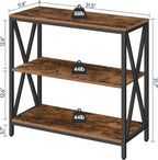 MAHANCRIS 31.5" Sofa Table, Industrial Console Table, 3-Tier Entryway Table, Narrow Sofa Table with Storage Shelves, Foyer Table, Hallway Table for entryway, Living Room, Rustic Brown CTHR8001Z