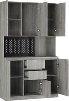 Kitchen Pantry Cabinet with Charging Station,Buffet Cupboards Sideboard with Drawer,with LED Lights,Modern Pantry Cabinet with Microwave Stand for Kitchen,Dinning Room,Living Room,15.74 * 43.66 * 74