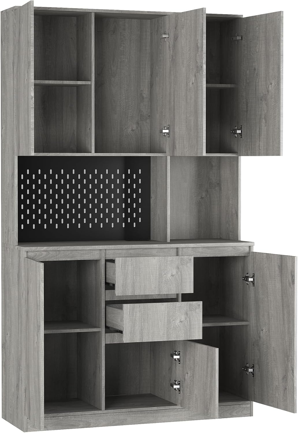 Kitchen Pantry Cabinet with Charging Station,Buffet Cupboards Sideboard with Drawer,with LED Lights,Modern Pantry Cabinet with Microwave Stand for Kitchen,Dinning Room,Living Room,15.74 * 43.66 * 74