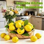 STEFORD 25 Pcs Fake Lemons Artificial Fruits with 20 Pcs Leaves, Faux Yellow Lifelike Simulation Lemons Decor Realistic Lemon Fruits for Home Kitchen Table Cabinet Summer Party Photography Props