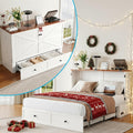 Mjkone 57" W Full Murphy Cabinet Bed, Full Size Murphy Bed with Storage Drawers, Cabinet Beds with USB Charging Station for Small Space, Guest Room, Bedroom, Office, White