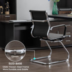 Office Guest Reception Chair Set of 4, Conference Room Chairs Waiting Room Chairs 4 Pack, Modern Leather Office Desk Chair No Wheels.（Black）