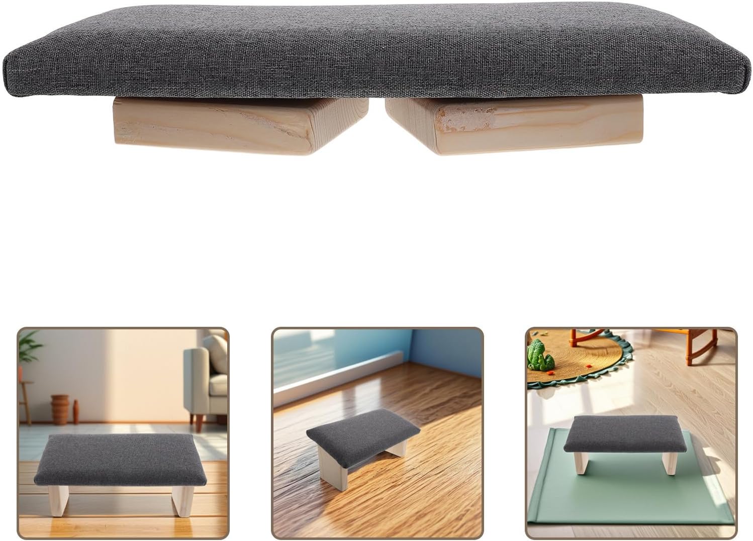 Portable Wooden Meditation Bench with Knee Protection and Stable Design for Outdoor Use and Zen Practices, Foldable Stool with Comfortable Cloth Cushion for Prayer and Sitting