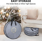BALEINE 2 Pack Wreath Storage Container, Christmas Wreath Storage Bag with Reinforced Handle for Holiday Xmas (Red, 30"X8")