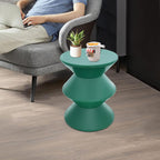 Side Table, Floor Standing Round Sofa Side Table, Modern Hourglass and Geometric Decor End Table, 220.46 Lbs Load-Bearing Capacity, for Coffee Patio Living Room Bedside Apartment (Green)