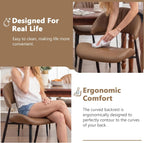 PU Leather Dining Chairs Set of 4, Mid Century Modern Dining Chairs with Stitching, Upholstered Kitchen & Dining Room Chairs with Curved Back and Black Metal Legs (Brown)