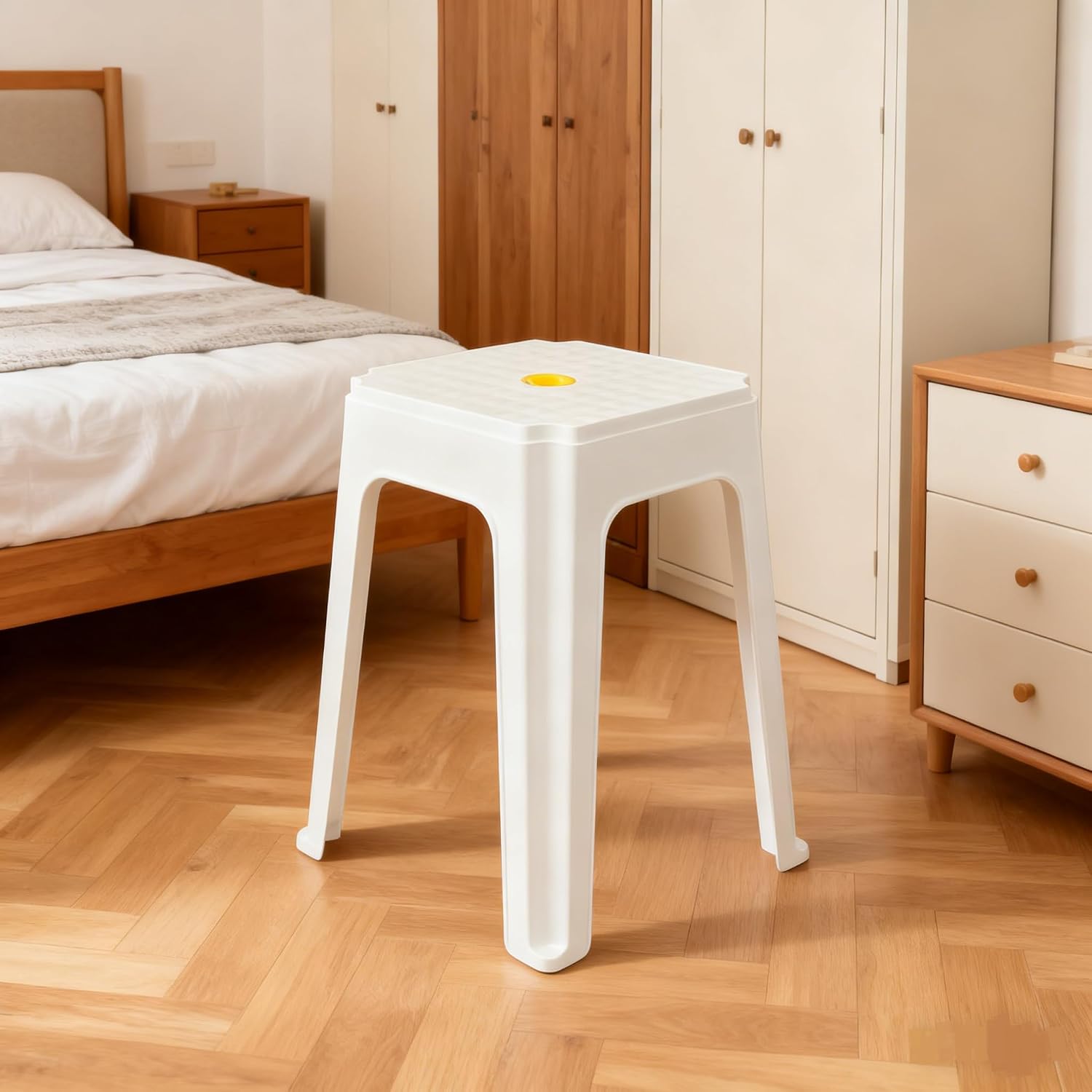 6-Pack White Stack Stools, Stacking Set-Stackable Nesting Stools/Chairs for Home, Office, Classrooms