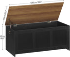 HOOBRO Storage Bench, 39.3" Retro Wooden Storage Chest, Wooden Storage Trunk, Toy Chest with Lift Top, Multifunctional Entryway Organizer, for Entryway, Living Room, Black and Walnut BH141CW01G1