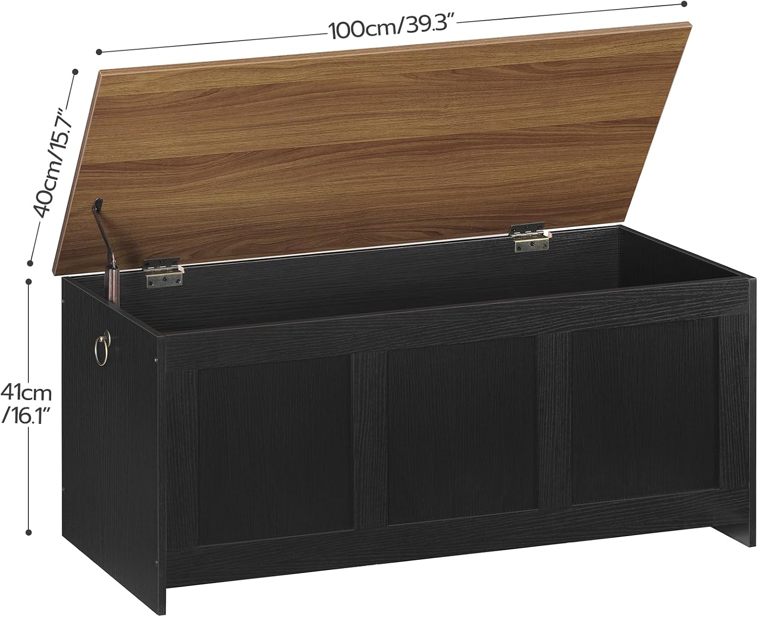 HOOBRO Storage Bench, 39.3" Retro Wooden Storage Chest, Wooden Storage Trunk, Toy Chest with Lift Top, Multifunctional Entryway Organizer, for Entryway, Living Room, Black and Walnut BH141CW01G1