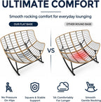 SWITTE Outdoor Oversized Rocking Papasan Chair, Indoor Wicker Egg Lounge with Thick Cushion, 450 lbs Heavy Duty Comfy Patio Rocker Chair for Balcony, Porch, Indoor Living Room, Beige