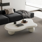 47" Cloud Coffee Table for Living Room Irregular Coffee Table Modern Low Coffee Tables Abstract Faux Stone Cute Center Table with 3 Ball Legs for Small Space Apartment