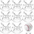 Sumind 8 Pcs Acrylic Small Ball Stand Holder Sport Ball Display Rack Baseball Display Stand with 8 Pieces Non-slip Rubber Pads for Baseball Golf Softball Tennis Spheres, Clear