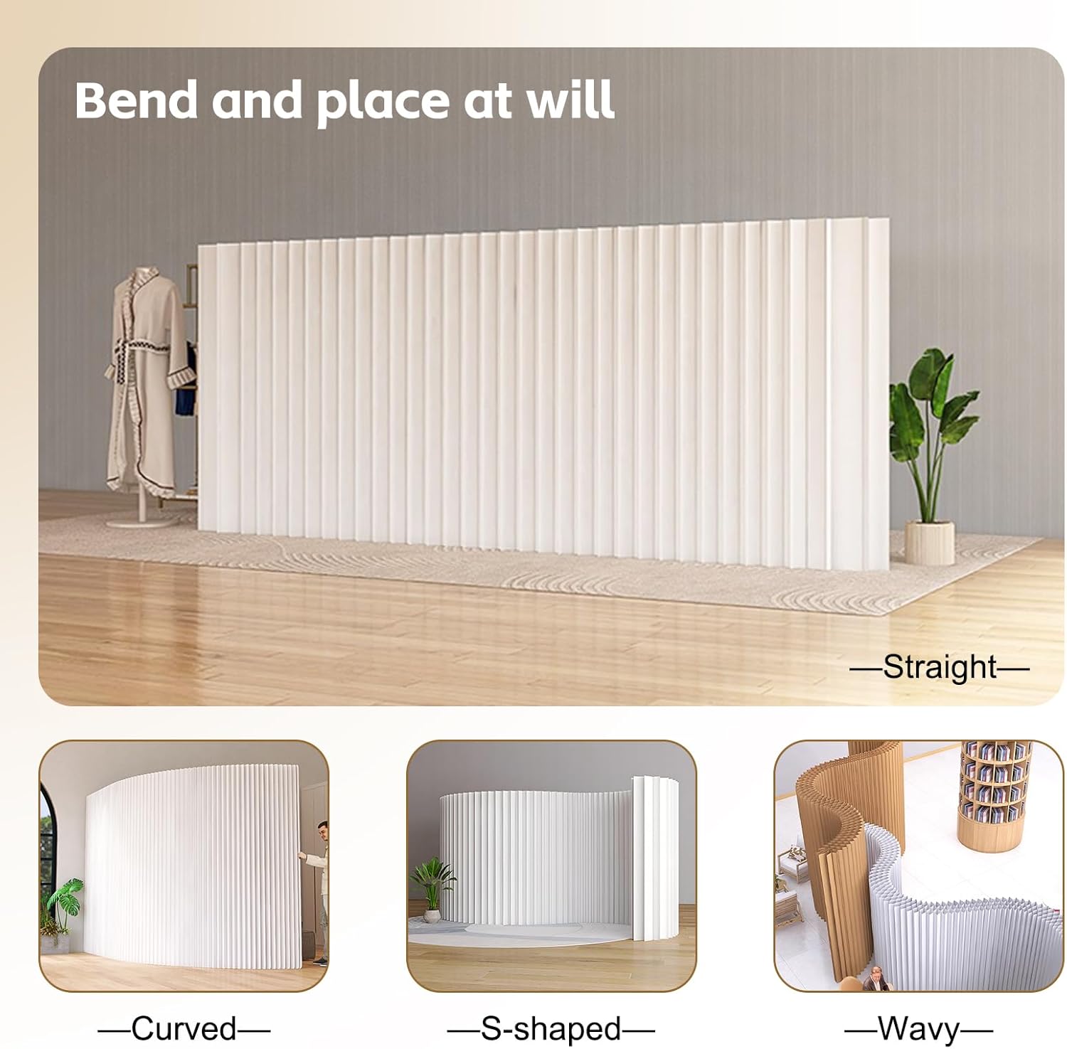 Paper Room Divider,Folding Privacy Screens,Enterprise Office Room Divider Paper,Indoor Folding Portable Partition Screen, for Home/Office/Clothing Store/Enterprise