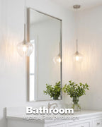 2-Pack Glass Pendant Lights Kitchen Island, 7.7" Modern Brushed Nickel Pendant Lighting Small Hanging Light Fixtures for Kitchen, Dining Room, Bathroom, Bedroom