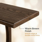 COZAYH Rustic C Shaped Side Table, Small Snack Sofa Side Table with Wood Frame for Living Room, Bedroom, Easy Assembly, Warm Brown Wood Color