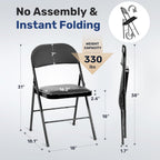 Simple Deluxe Dining Chairs Set of 4, Leather Cushion Foldable Contemporary Kitchen Side Chair with Padded Back & Sturdy Metal Legs, Upholstered Seat for Home/Living Room/Bedroom/Cafe, Black