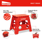 Goldblatt 12.5" Folding Step Stool 2-Pack for Adults and Kids, Lightweight Heavy-Duty Plastic Portable Foldable Stool with Non-Slip Top and Anti-Skid Feet, 300 lbs Capacity, Kitchen & Bathroom, Red