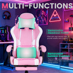 Gaming Chair Office Chair Desk Chair with Footrest Lumbar Support Headrest Armrest Task Rolling Swivel Ergonomic E-Sports Adjustable PC Gamer Chair(Pink)