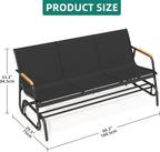 YITAHOME 3-Person Glider Bench 660Lbs Capacity, Outdoor Glider Bench w/Coated Steel Frame & Breathable Textilene for Longer Seating Comfort, All Weather Outdoor Bench for Backyard Deck Garden, Black