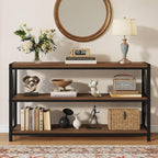 FATORRI Console Table for Entryway, 55 Inch Modern Entry Table with 3 Tier Shelves, Couch Tables Behind Sofa for Living Room (Medium Walnut)