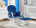 Suite Bebe White Wood and Navy Fabric Glider and Ottoman - Perfect Spot for Bonding with Your Baby