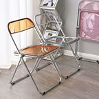 Acrylic Folding Chair with Electroplated Frame Multi Purpose Transparent Chair for Living Room Dining Room(Clear)