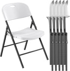 Nazhura 350 Weight Limit Heavy Duty Plastic Folding Chair with Reinfoced Steel Frame for Indoor and Outdoor, Wedding, Party, Restaurant, Meeting Room, Patio and Garden (6, White)