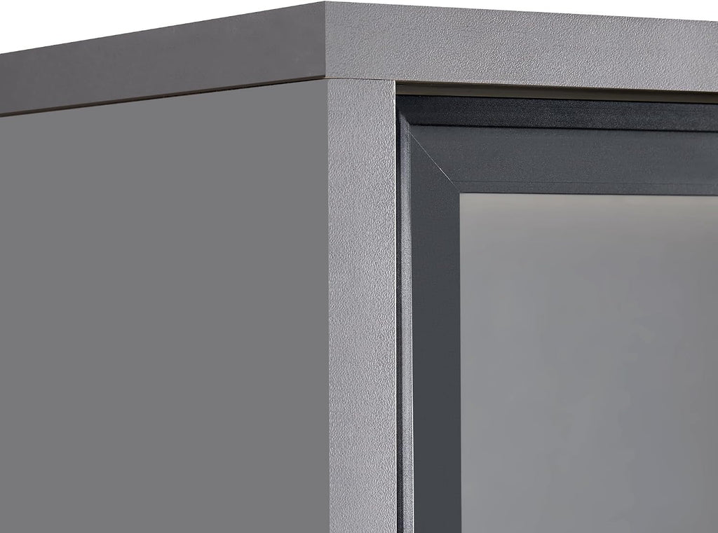 roomfitters 60.6'' Display Cabinet with Glass Doors, Freestanding Pantry Storage Cabinet with Adjustable Shelves for Home, Grey