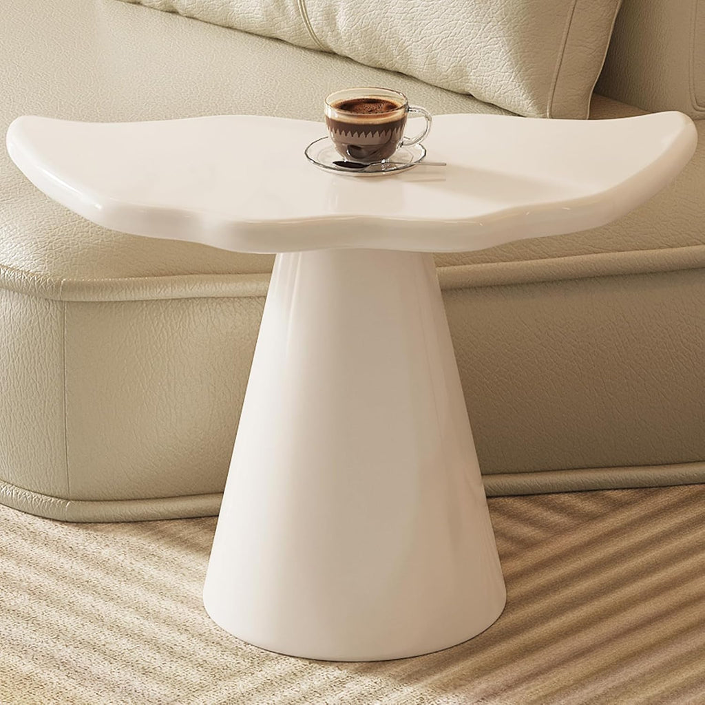 Irregular End Table for Sofa Cloud Side Table for Living Room Modern Nightstand for Bedroom Wavy Bed Side Table Mini Coffee Table, White